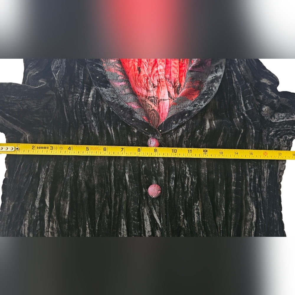 Alberto Makali Crushed Velvet Black Red Beaded‎ Jacket Large - Picture 12 of 13